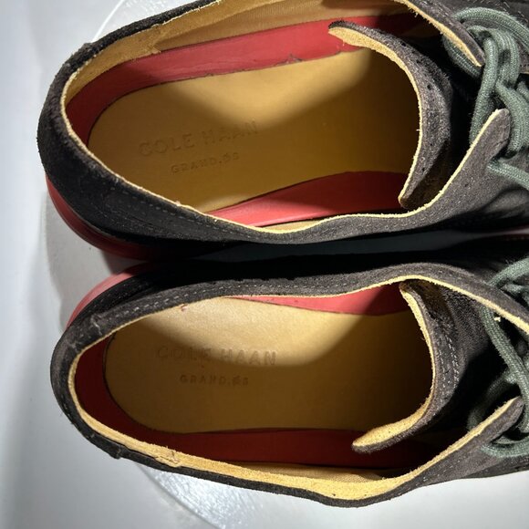 Cole Haan Grand Mens Size 12 M Shoes Knit Sneakers Wingtip Brown Red USED TWICE - Picture 9 of 12